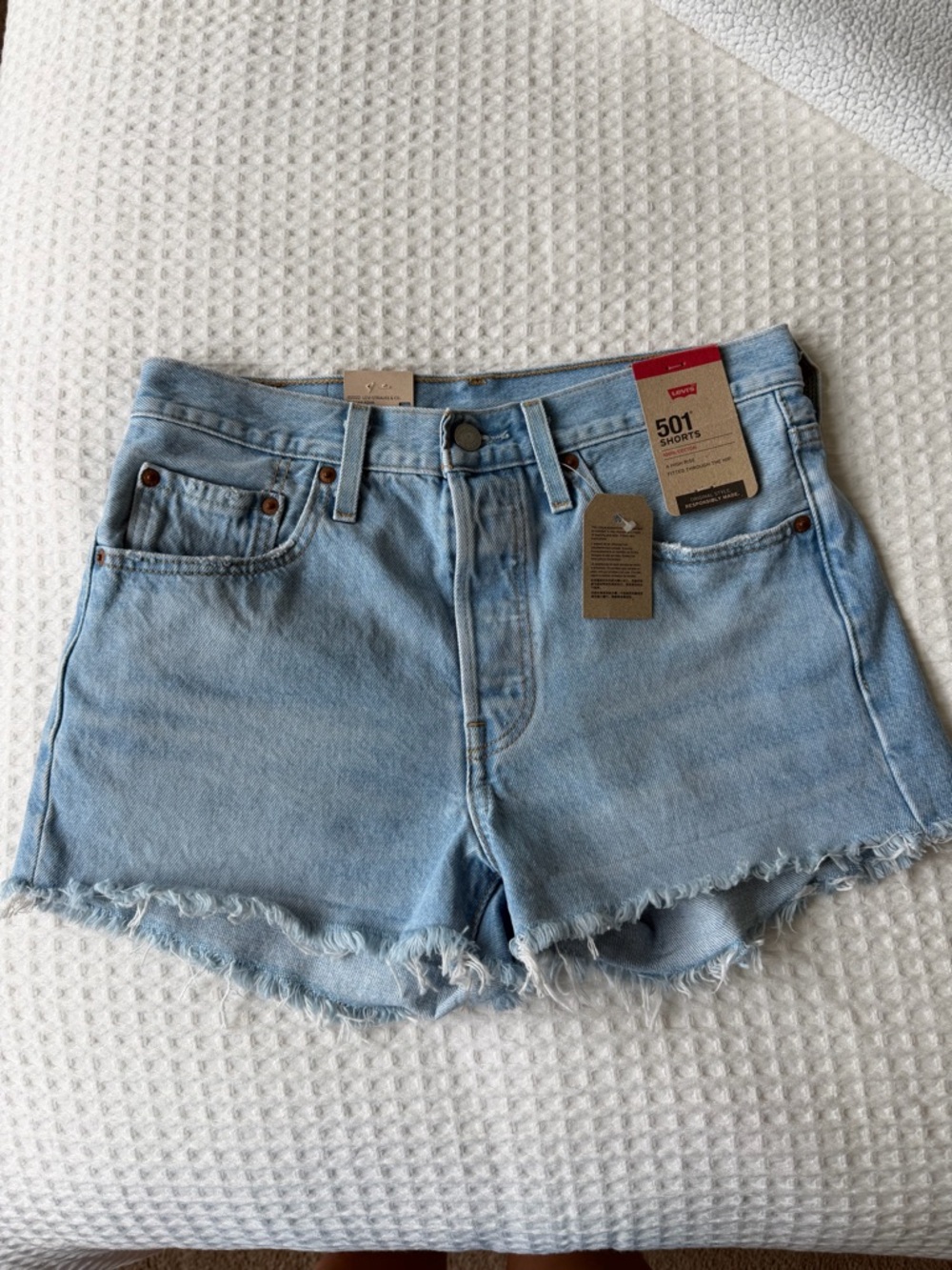 Levi's Light Wash Denim 501 Cutoff Shorts